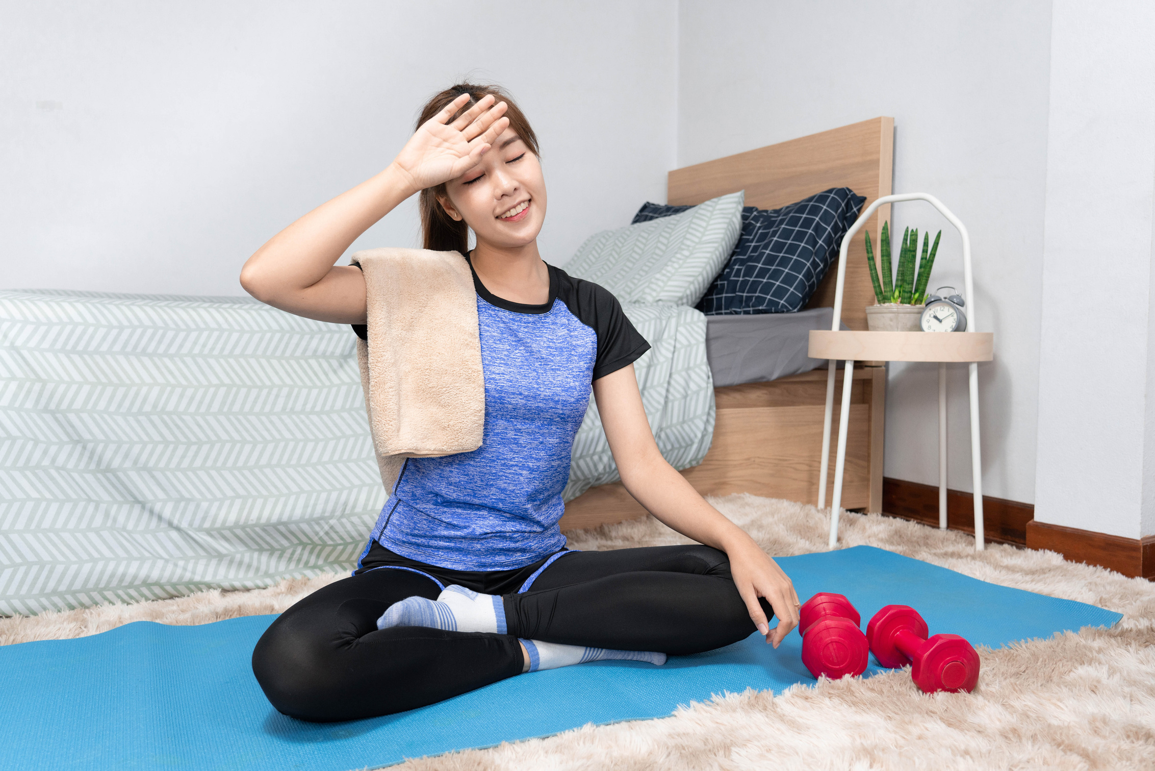 Woman Working Out at Home